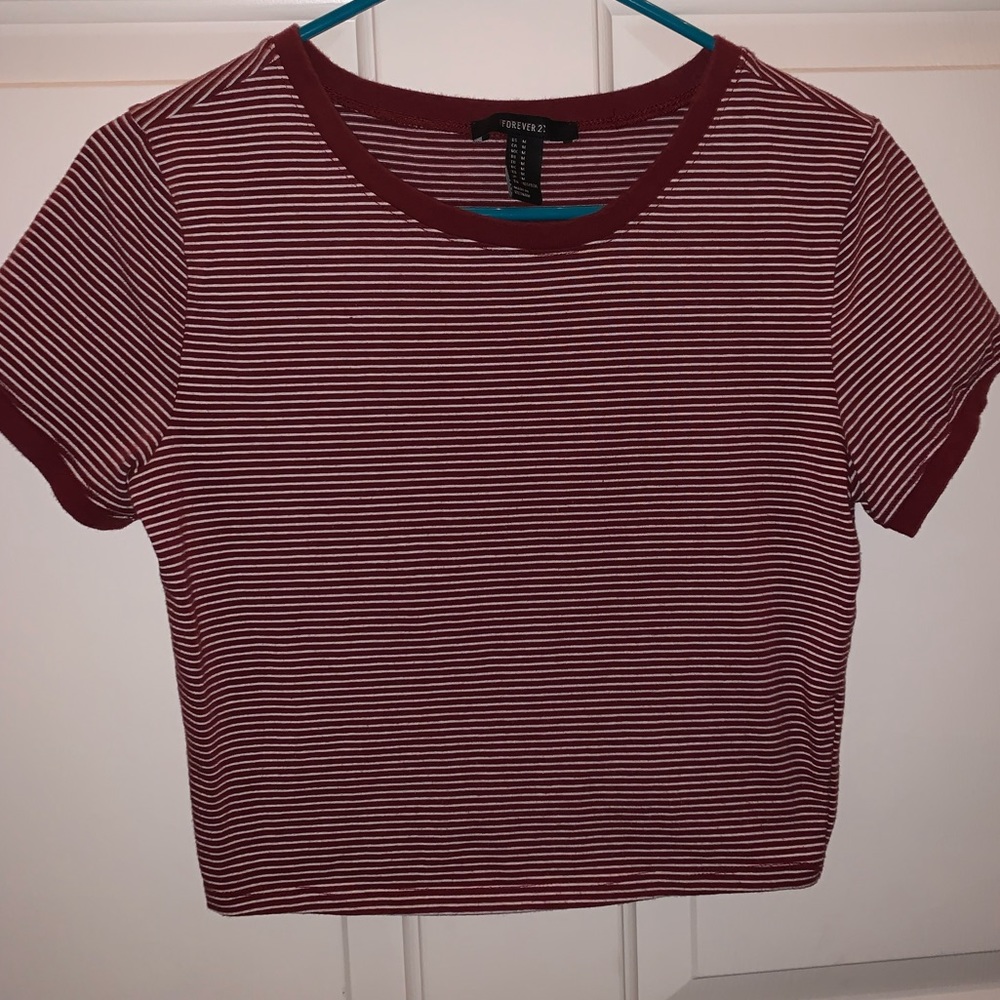 Forever 21 red striped crop top